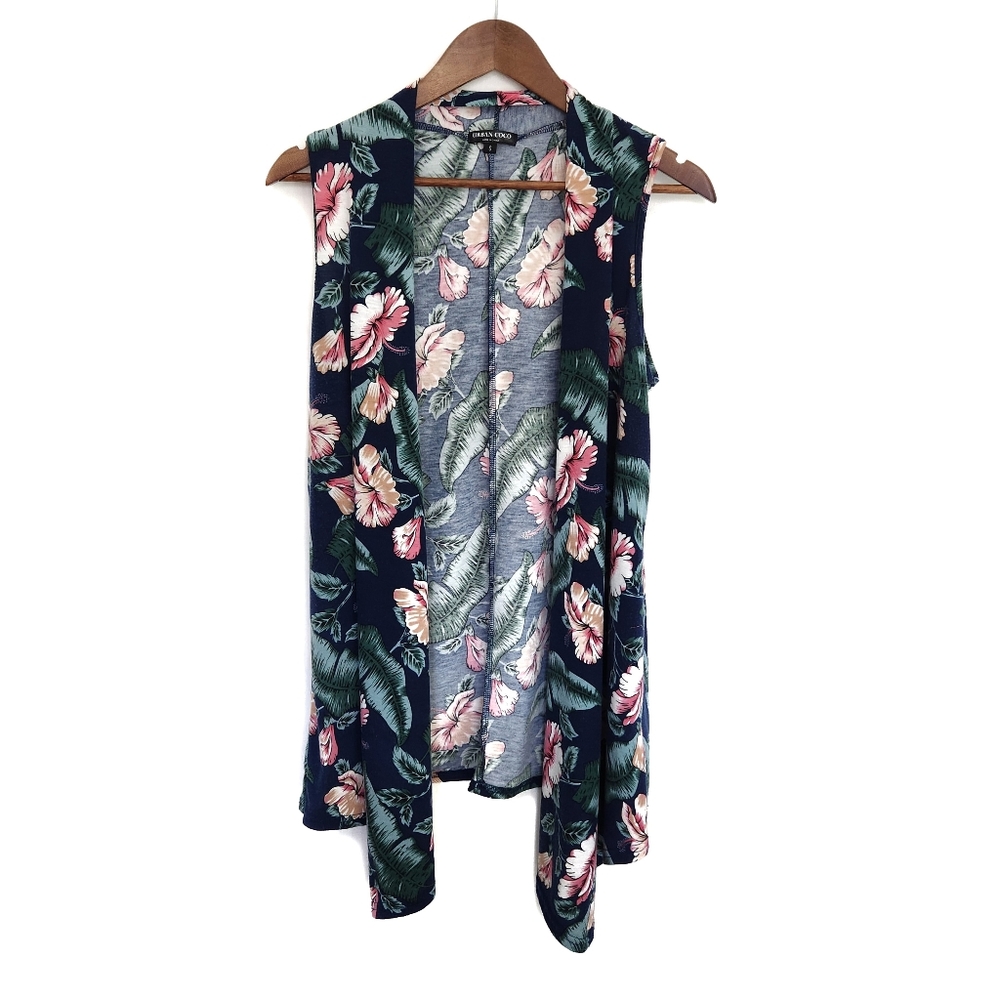 Urban Coco Floral High Low Kimono Vest Small - Picture 10 of 12